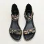 Fashion Black Holiday Beach Flat Womens Sandals 2022 Ankle Strap Open / Peep Toe Sandals