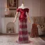Charming Burgundy Beading Tassel Prom Dresses 2026 Trumpet / Mermaid Off-The-Shoulder Short Sleeve Floor-Length / Long Formal Dresses