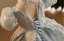Charming Sparkly Sky Blue Beading Pearl Sequins Flower Girl Dresses 2024 Ball Gown High Neck Short Sleeve Backless Floor-Length / Long Birthday