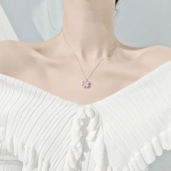 Mode Rosa Guld Blomma Saterling Silver Bal Tillbehör Halsband 2023