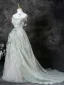 Chic / Belle Vert Cendré Appliques Floral Robe De Bal 2025 Princesse Bustier Sans Manches Dos Nu Train De Balayage Robe De Ceremonie