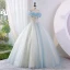 Modern / Fashion Sky Blue Glitter Beading Sequins Prom Dresses 2023 Ball Gown Strapless Sleeveless Backless Floor-Length / Long Prom Formal Dresses