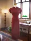 Modest  Burgundy Casual Cheongsam 2025 Trumpet / Mermaid High Neck Short Sleeve Floor-Length / Long