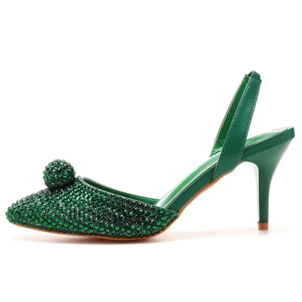 Sexy Summer Sky Blue Rhinestone Cocktail Party 2023 7 cm Stiletto Heels Pointed Toe Womens Sandals