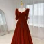 Audrey Hepburn Style Black Velvet Winter Prom Dresses 2024 A-Line / Princess Square Neckline Short Sleeve Backless Floor-Length / Long Prom Formal Dresses