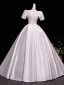 Vintage / Retro Ivory Pearl Appliques Prom Dresses 2026 Ball Gown Scoop Neck Short Sleeve Backless Floor-Length / Long Formal Dresses