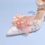 Schön Weiß Applikationen Schleife Brautschuhe 2023 Perle Strass Knöchelriemen 9 cm Stilettos Spitzschuh Hochzeit Sandaletten Hochhackige