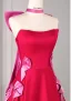 Charmant Fushia Noeud Satin Robe De Bal 2025 Robe Boule Bustier Sans Manches Dos Nu Train De Balayage Robe De Ceremonie