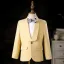 Yellow 6-piece Long Sleeve Boys Wedding Suits 2024 Body Jewellery Coat Pants Shirt Tie Vest