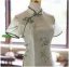 Chinese style Sage Green Printing Summer Tea-length Cheongsam 2024 Trumpet / Mermaid High Neck Short Sleeve