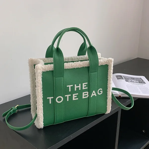 Fashion Letter Graphic Women Tote Bag Women's Bags Brown Shoulder Bags Woolen PU Dating Handbag 2023