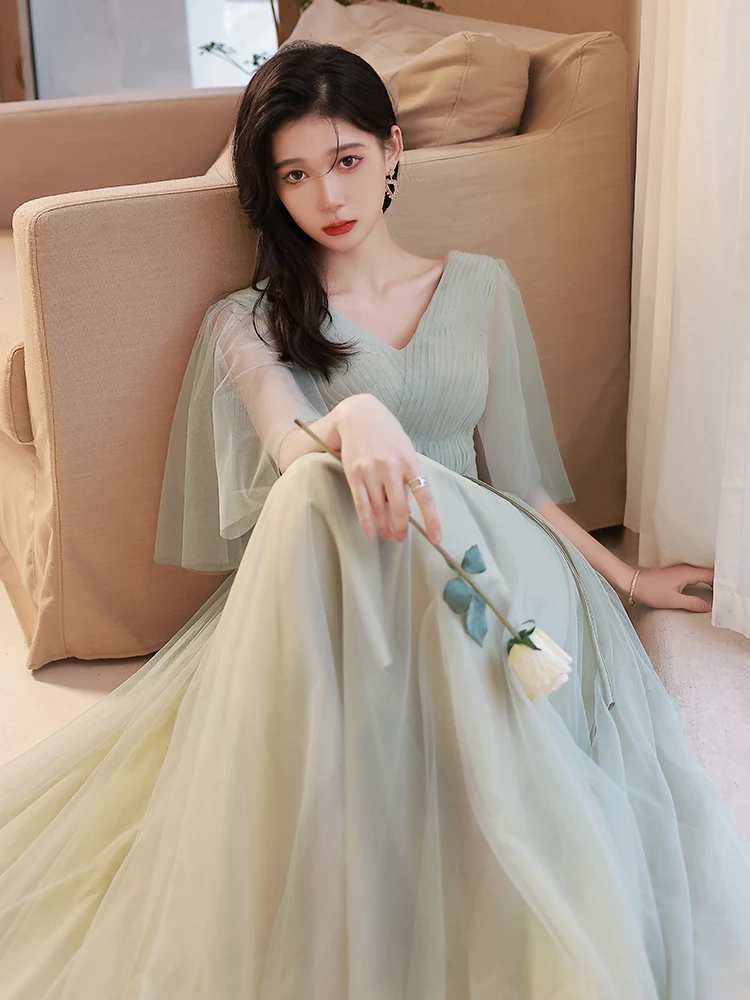 chinese dress ladies Wedtrend Green Junior Bridesmaid Dress A-Line Square Neck Sleeveless Chiffon Flower Girl Dress, Chiffon Color / J16