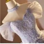 High-end Lavender Beading Pearl Sequins Ruffle Prom Dresses 2024 A-Line / Princess Off-The-Shoulder Short Sleeve Backless Floor-Length / Long Prom Formal Dresses