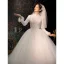 Muslim Elegant Ivory Beading Pearl Sequins Winter Wedding Dresses 2023 Ball Gown High Neck Long Sleeve Royal Train Wedding