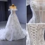 Haut de Gamme Blanche Fait main Perlage Paillettes Robe De Mariée 2023 Princesse De l'épaule Sans Manches Dos Nu Tribunal Train Mariage