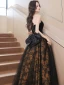 Sexy Black Evening Dresses 2023 A-Line / Princess Strapless Sleeveless Backless Bow Floor-Length / Long Evening Party Formal Dresses