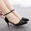 Chic / Belle Noire Faux Diamant Promo Sandales Femme 2023 Bride Cheville 7 cm Talons Aiguilles À Bout Pointu Sandales Talons Hauts