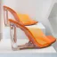 Transparent Summer Orange Cocktail Party Womens Sandals 2022 9 cm Crystal Wedges Open / Peep Toe Sandals High Heels