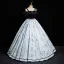 Elegant Black Printing Rhinestone Prom Dresses 2023 Ball Gown Spaghetti Straps Bow Short Sleeve Backless Floor-Length / Long Formal Dresses