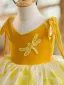 Chic / Beautiful Yellow Short Birthday Flower Girl Dresses 2024 Ball Gown V-Neck Sleeveless Backless