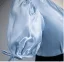 Chic / Beautiful Sky Blue Prom Dresses 2024 Ball Gown V-Neck Puffy Short Sleeve Backless Floor-Length / Long Prom Formal Dresses