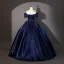 Vintage / Retro Navy Blue Prom Dresses 2026 Ball Gown Off-The-Shoulder Short Sleeve Backless Floor-Length / Long Formal Dresses