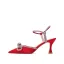 Sexy Rougissant Rose Soirée Faux Diamant Noeud Sandales Femme 2022 Bride Cheville 6 cm Talons Aiguilles À Bout Pointu Sandales Talons Hauts