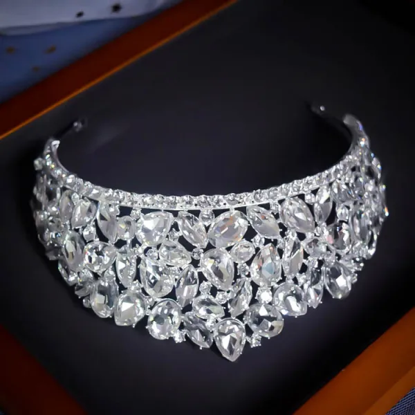 Błyszczące Białe Rhinestone Ślub Ozdoby Do Włosów Ślubne Tiara 2022