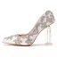 Charmant Blanche Cristal Chaussure De Mariée 2022 9 cm Talons Épais Faux Diamant À Bout Pointu Mariage Escarpins Talons Hauts