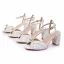 Élégant Blanche Perle Bride Cheville Chaussure De Mariée 2024 7 cm Talons Épais Peep Toes / Bout Ouvert Mariage Sandales Talons Hauts