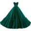 High-end Vintage / Retro Dark Green Pleated Prom Dresses 2023 Ball Gown Strapless Beading Sleeveless Backless Sweep Train Prom Formal Dresses