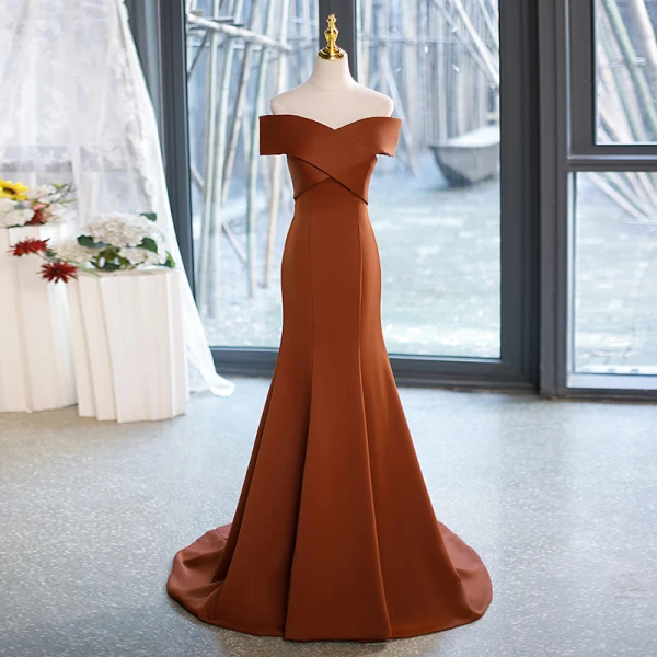 brown organza dress Draped Organza and Metallic Satin Gown main image 1