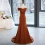 Chic / Belle Marron Organza Satin Robe De Bal 2023 Trompette / Sirène De l'épaule Sans Manches Dos Nu Noeud Train De Balayage Promo Robe De Ceremonie