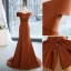 Chic / Belle Marron Organza Satin Robe De Bal 2023 Trompette / Sirène De l'épaule Sans Manches Dos Nu Noeud Train De Balayage Promo Robe De Ceremonie