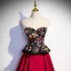 Vintage / Retro Burgundy Lace Flower Sequins Satin Prom Dresses 2023 A-Line / Princess Strapless Sleeveless Backless Floor-Length / Long Formal Dresses