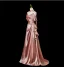 Sexy Rose Gold Satin Evening Dresses 2025 A-Line / Princess Strapless Sleeveless Backless Sweep Train Evening Party Formal Dresses