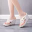 Fashion White Appliques Beach Outdoor / Garden Womens Sandals 2024 9 cm Wedges Open / Peep Toe Sandals