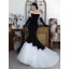 Sexy Black Velvet Evening Dresses 2023 Trumpet / Mermaid Strapless Short Sleeve Backless Sweep Train Evening Party Formal Dresses