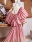 Fashion Candy Pink Gradient-Color Glitter Evening Party shawl 2025 Puffy Short Sleeve