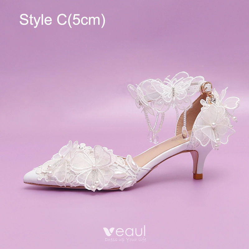 White one inch discount heels