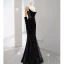 Sexy Black Beading Pearl Sequins Evening Dresses 2023 Trumpet / Mermaid Spaghetti Straps Sleeveless Backless Floor-Length / Long Evening Party Formal Dresses