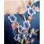 Vintage / Retro Navy Blue Satin Prom Dresses 2023 A-Line / Princess High Neck Lace Flower Appliques Short Sleeve Backless Floor-Length / Long Formal Dresses