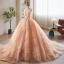 Luxury / Gorgeous Flower Fairy Champagne Flower Prom Dresses Wedding Dresses 2023 Ball Gown Strapless Sleeveless Backless Chapel Train Wedding Dresses