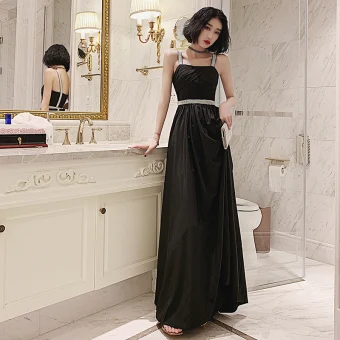Mode Noire Faux Diamant Ceinture Robe De Bal 2022 Princesse Encolure Carrée Sans Manches Dos Nu Longue Promo Robe De Ceremonie