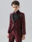 Burgundy 4-piece Long Sleeve Wedding Boys Wedding Suits 2024 Coat Pants Shirt Tie