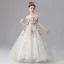 Flower Fairy White Beading Sequins Pearl Lace Flower Appliques Birthday Flower Girl Dresses 2025 Ball Gown Scoop Neck Sleeveless Floor-Length / Long