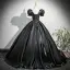 Elegant Black Lace Flower Prom Dresses 2025 Ball Gown Square Neckline Puffy Short Sleeve Backless Sweep Train Prom Formal Dresses