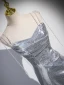 Sexy Scintillantes Argenté Paillettes Robe De Soirée 2024 Trompette / Sirène Bretelles Spaghetti Sans Manches Dos Nu Train De Balayage Soirée Robe De Ceremonie