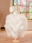 Style Chinois Blanche Volants en Cascade Anniversaire Robe Ceremonie Fille 2024 Robe Boule Col Haut Gonflée Manches Courtes Dos Nu Longue