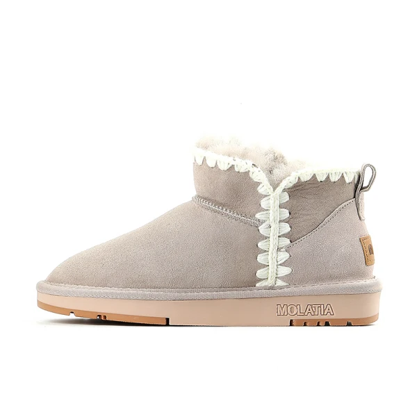 Comfortable Winter Brown Suede Snow Boots 2024 Street Wear Leather Round Toe Womens Boots